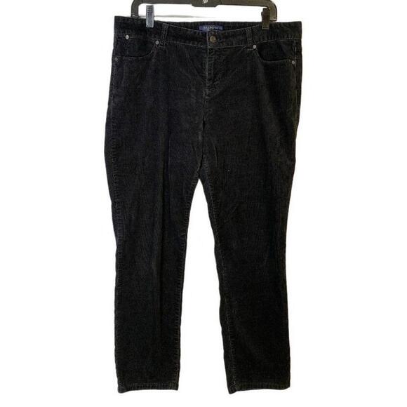 Talbots Signature Stretch Dark Wash Skinny Black Corduroy Pants Size 14 Petite - Picture 1 of 9